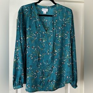Rich Satin Long Sleeve Liz Claiborne Blouse